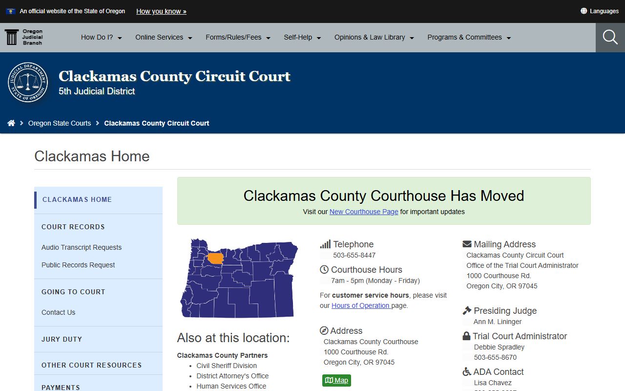 Clackamas County bench warrant circuit court building