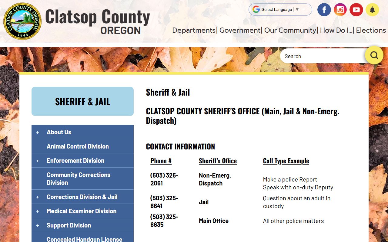Clatsop County Sheriff's Office that enforces bench warrants