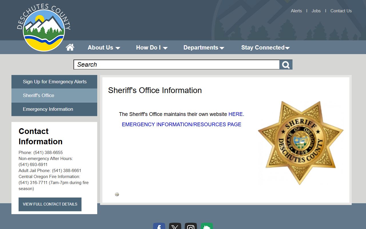 Deschutes County Sheriff office that serves bench warrants