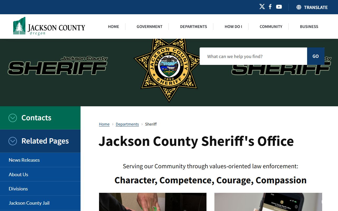 Jackson County bench warrant Sheriff's Office website