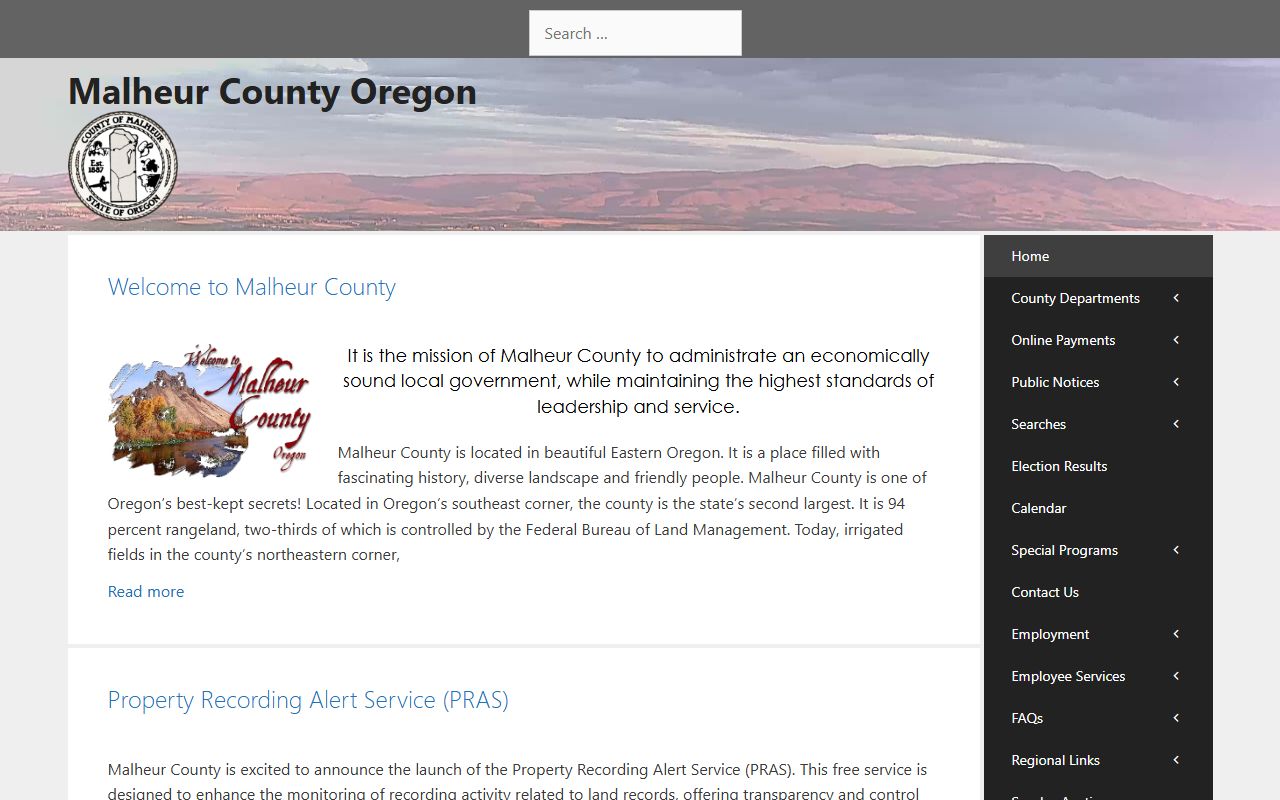 Malheur County government offices for bench warrant records