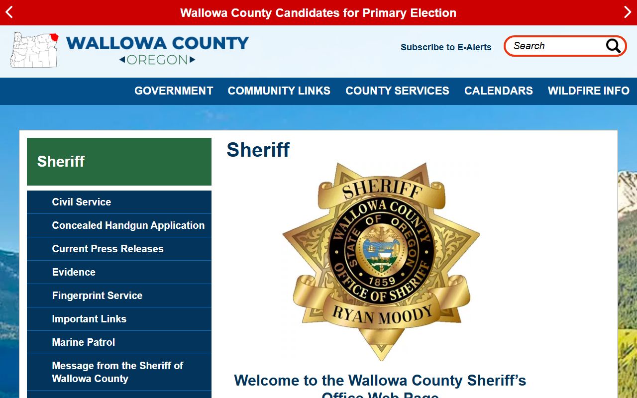 Wallowa County Sheriff office in Enterprise for bench warrant service
