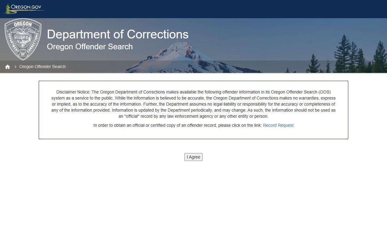 Oregon Department of Corrections offender search for bench warrant records